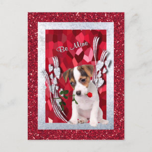 Postal Festiva Jack Russell Puppy Be Mine Valentcard
