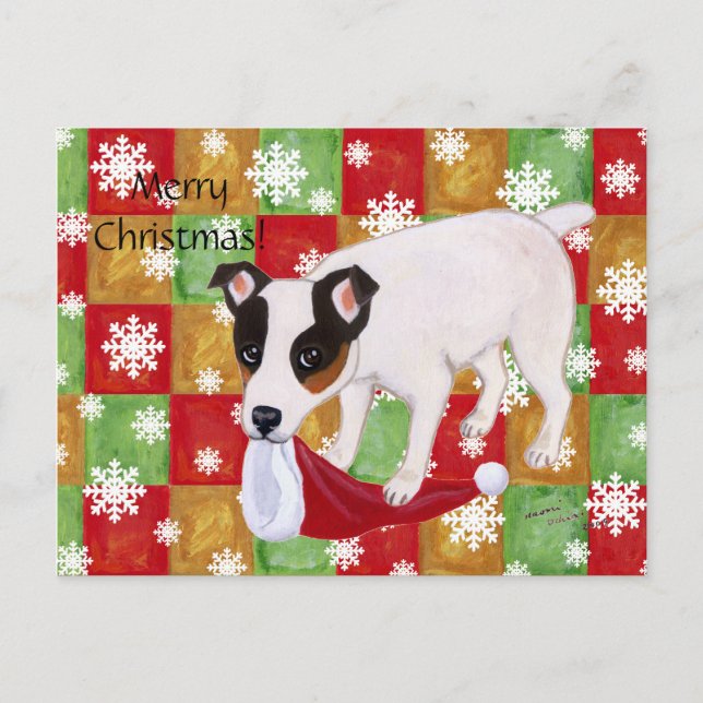 Postal Festiva Jack Russell Terrier Christmas Snowflakes (Anverso)