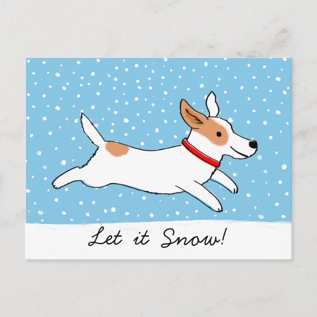 Postal Festiva Jack Russell Terrier - Deja que Nieva a los Navida (Anverso)