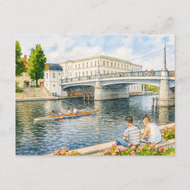 Postal Festiva Jahrtausend bridge aquarell havelland estilo (Anverso)