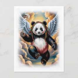 Postal Festiva Jamaican Angel Panda in the sky on a White