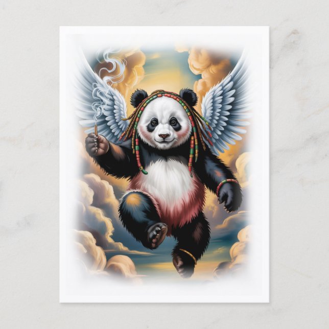 Postal Festiva Jamaican Angel Panda in the sky on a White (Anverso)