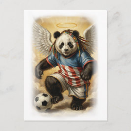 Postal Festiva Jamaican Panda playing Soccer in the Sky on a