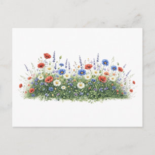 Postal Festiva Jardín botánico de flores de pradera silvestre