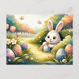 Postal Festiva Jardín caprichoso del conejo de Pascua