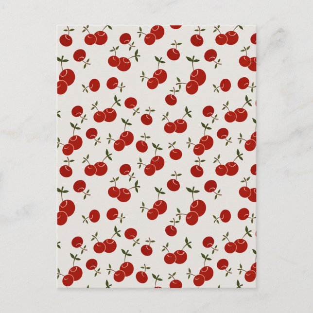 Postal Festiva Jardín de cerezas rojas de verano dulce (Anverso)
