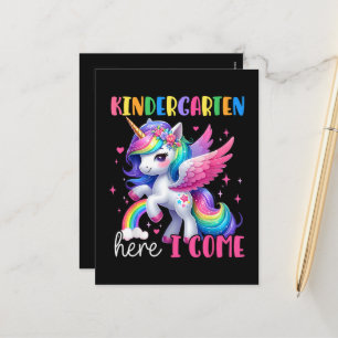 Postal Festiva Jardín de Infancia Aquí Voy Unicornio Vuelta al Co