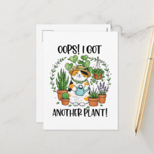 Postal Festiva Jardinería Plantar Gato Ups Me Salió Otra Planta