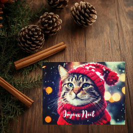Postal Festiva Jazzy Kitty con suéter rojo - Noel