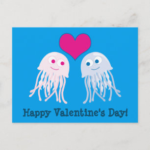 Postal Festiva Jellyfish Love Happy Valentine Day