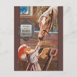 Postal Festiva Jenny Nyström Navidades de caballos Tomte Brownie