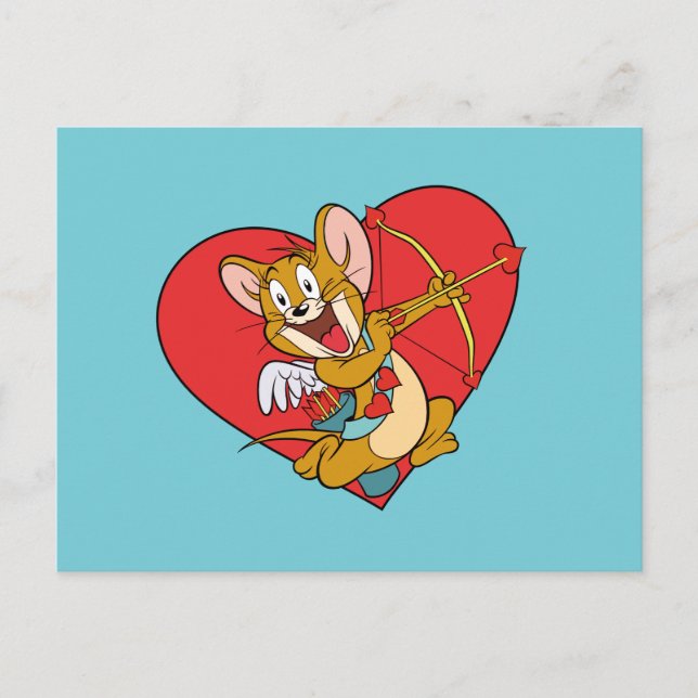 Postal Festiva Jerry Mouse vestido como Valentine Cupido (Anverso)