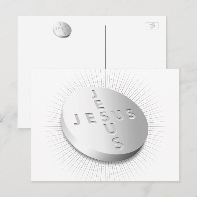 Postal Festiva Jesús Cuida Píldora Cristo Cristiano Dios Fe Reza (Anverso / Reverso)