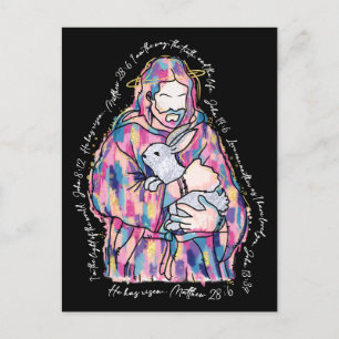 Postal Festiva Jesús de Pascua ningún conejo me ama como el corde