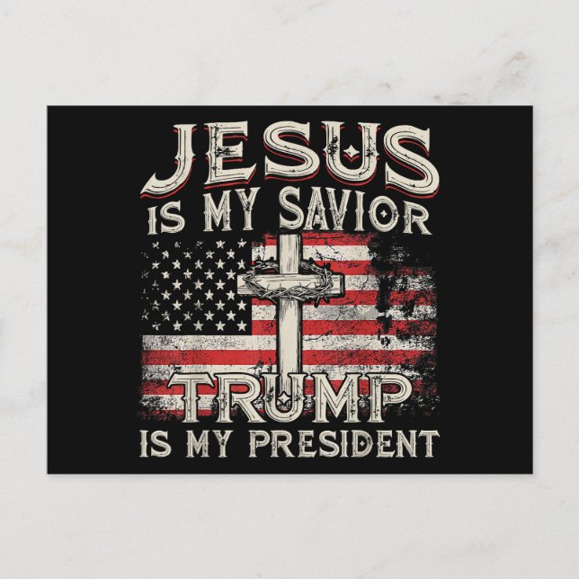 Postal Festiva Jesús Es Mi Salvador Trump Es Mi Presidente Estado (Anverso)