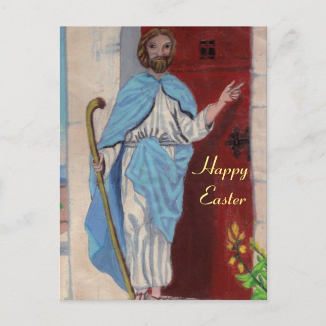 POSTAL FESTIVA JESUS KNOCKS EASTER POSTCARD (Anverso)