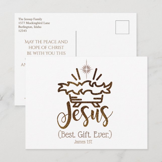 Postal Festiva JESUS MEJOR REGALO DE Natividad Navidades (Anverso / Reverso)