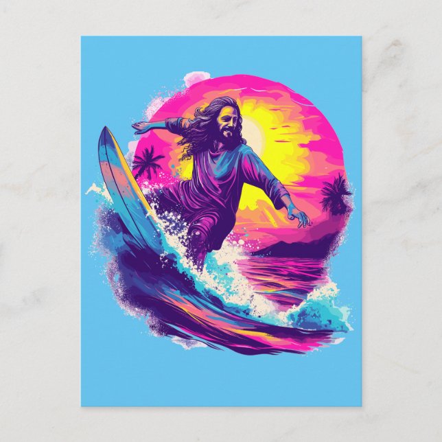 Postal Festiva Jesús navegando contigo a través de las olas de la (Anverso)