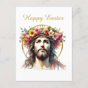 Postal Festiva Jesús Religioso Feliz Pascua
