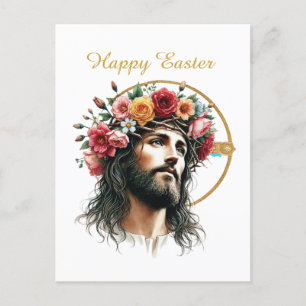 Postal Festiva Jesús Religioso Feliz Pascua