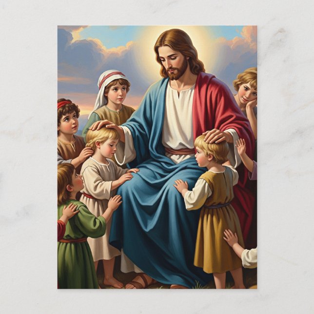 Postal Festiva Jesus Surrounded by Children (Anverso)