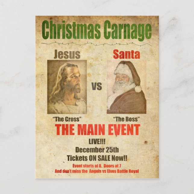 Postal Festiva Jesús vs Santa (Anverso)