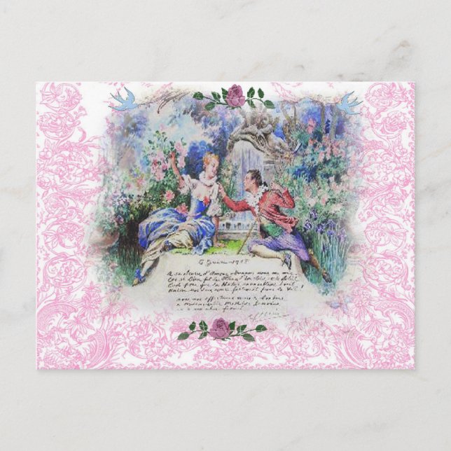 Postal Festiva Je'Taime Marie Antoinette French Valentine (Anverso)