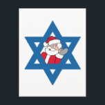 POSTAL FESTIVA JEWISH SANTA<br><div class="desc">Camisetas de humor de vacaciones y el divertido juego de Navidad Apparel: Camisetas,  enredaderas,  Pegatinas,  botones y regalos.</div>