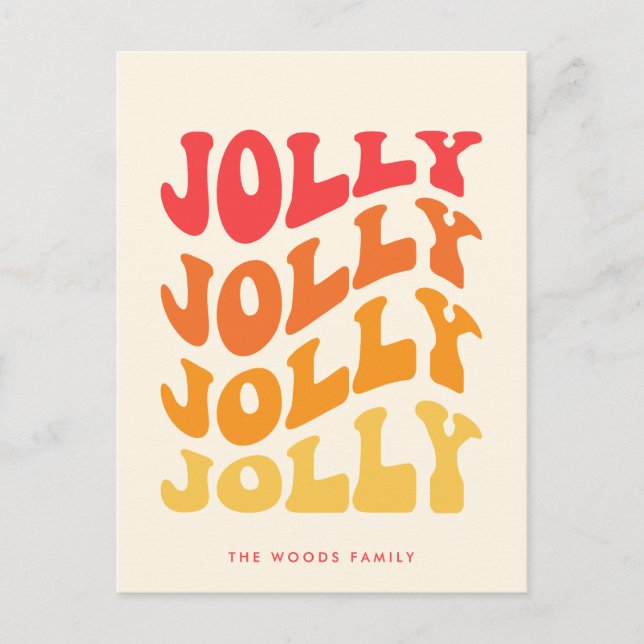 Postal Festiva Jolly Groovy Wavy Colorful Navidades (Anverso)