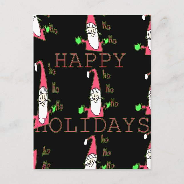 Postal Festiva Jolly Mouse Santa: Un Ilustracion divertido de vac (Anverso)