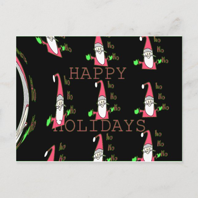 Postal Festiva Jolly Mouse Santa: Un Ilustracion divertido de vac (Anverso)