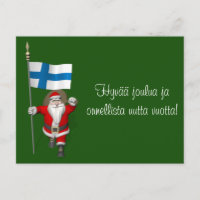 Jolly Santa Claus Con Bandera De Finlandia