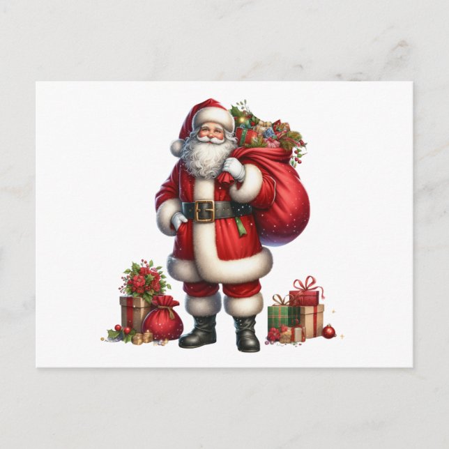 Postal Festiva Jolly Santa Claus with gift sack (Anverso)