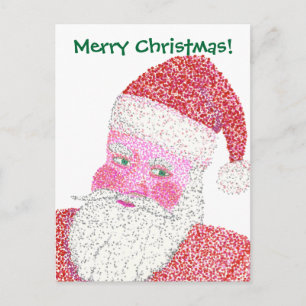 Postal Festiva Jolly Santa Pointillism