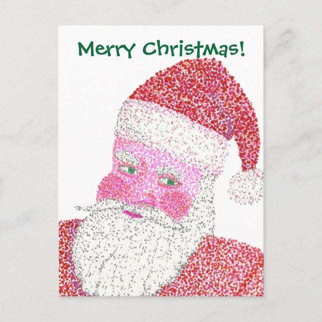 Postal Festiva Jolly Santa Pointillism (Anverso)