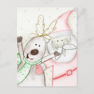 POSTAL FESTIVA JOLLY SANTA Y REINDEER
