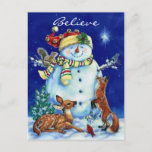 Postal Festiva Jolly Snowman & Forest Friends Christmas<br><div class="desc">What a happy,  jolly snowman to be surrounded by all his animal friends!  He’s all decked out for the Christmas with his jingle bell hat and warm scarf around his neck.</div>