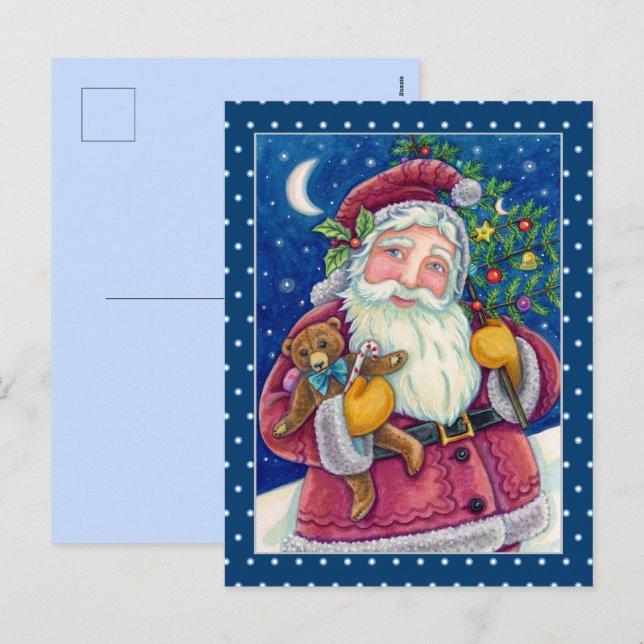 POSTAL FESTIVA JOLLY ST NICK & TEDDYBEAR, ANTIGUOS NAVIDADES DE M (Anverso / Reverso)
