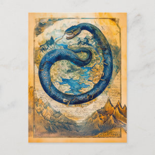 Postal Festiva Jörmungandr la serpiente de Midgard en el mapa mun