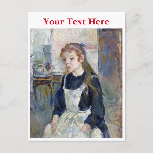 Postal Festiva Joven Chica con un auron de Berthe Morisot (Anverso)