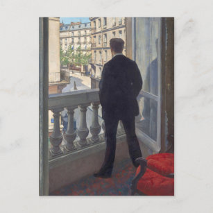 Postal Festiva Joven en su ventana por Gustave Caillebotte