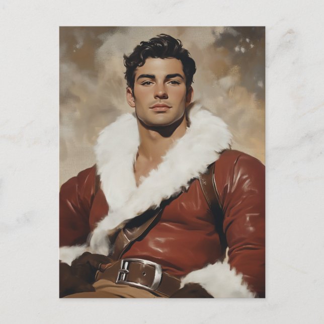 Postal Festiva Joven Santa - Retrato de Navidades del pasado (Anverso)