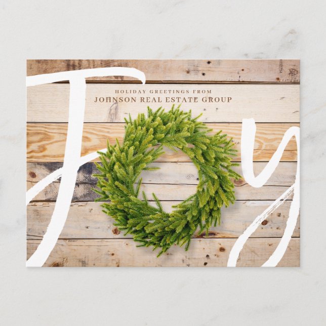 Postal Festiva Joy and Pine Wood | Saludos de vacaciones (Anverso)