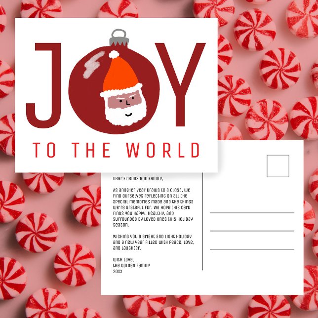 Postal Festiva JOY Charming Santa Christmas Ornamous Xmas (JOY Charming Santa Christmas Ornament Xmas Holiday Postcard
)