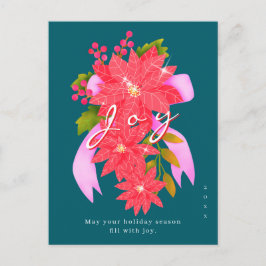 Postal Festiva Joy Christmas Poinsettia Teal