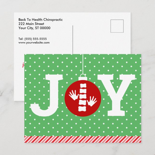Postal Festiva JOY con los Navidades quiroprácticos de los puntos (Anverso / Reverso)