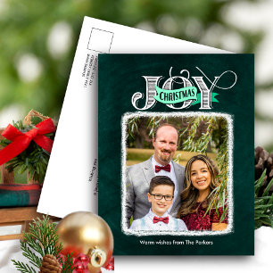 Postal Festiva JOY Festividad Navidades de escritura verde modern