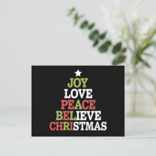 Postal Festiva Joy Love Peace Belibe Christmas Tree Family