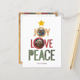 Postal Festiva Joy Love Peace Rustic Photo Christmas Tree