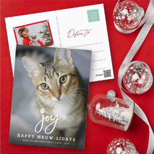 Postal Festiva Joy Paw Imprimir Pincel Guión Gato Lover Mascota s